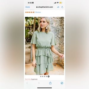 Take Your Word For It Sage Green Spotted Dress